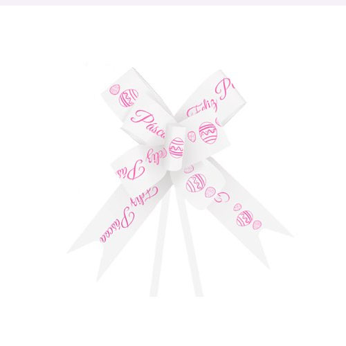 Laço Fácil Decorado Feliz Páscoa Rosa 3x51cm - 10 Unidades