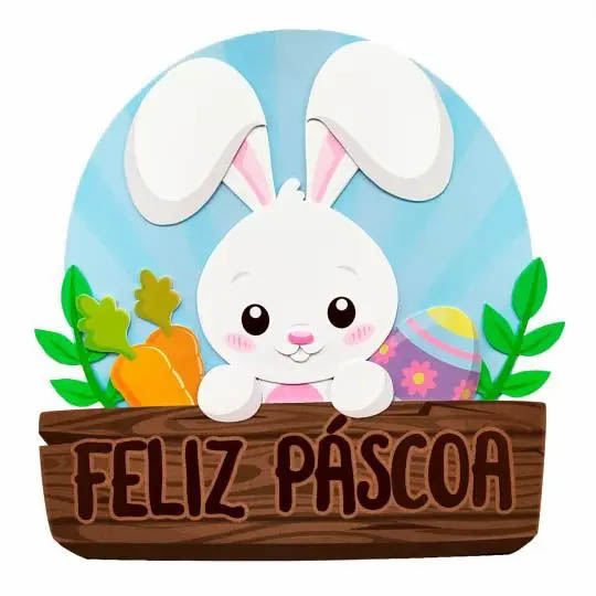 Painel Feliz Páscoa Coelhinho em EVA - 52cm x 49cm