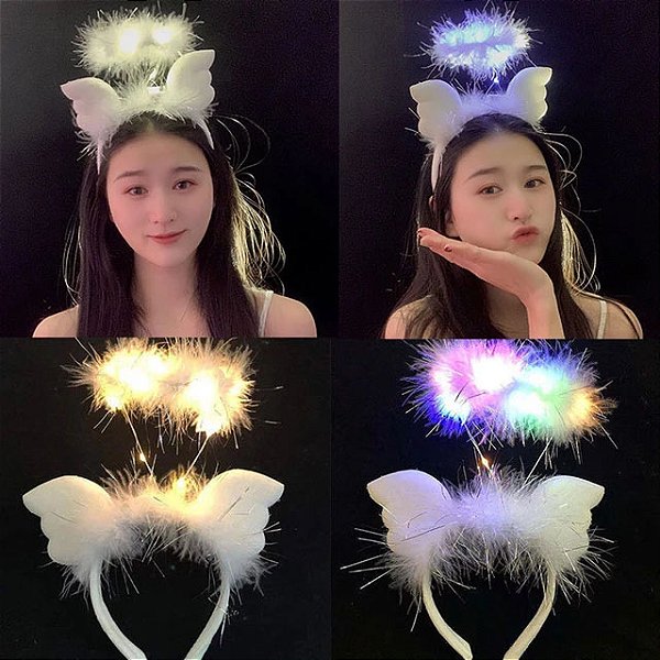 Tiara de Anjo com LED Auréola – Brilho Celestial para o Seu Look! - 1 Unidade