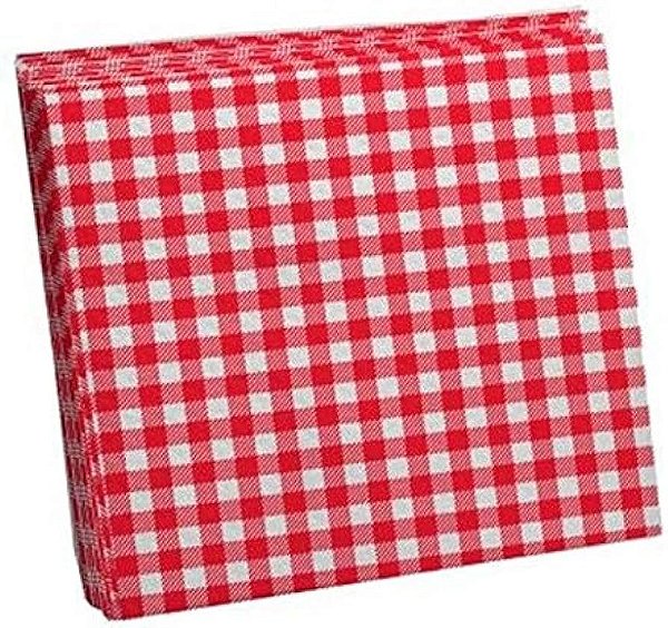 Guardanapo de Papel Xadrez Quadriculado Vermelho - 20cm x 21cm - 20 Unidades