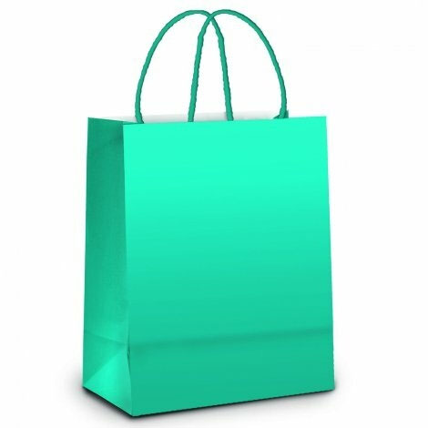 Sacola de Papel M 26x19,5x9,5cm - Azul Turqueza - 1 unidade