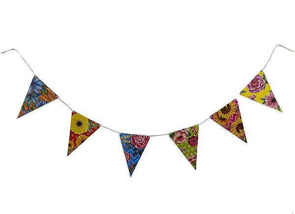 Bandeirinha Floral Junina com 17 Bandeirinhas