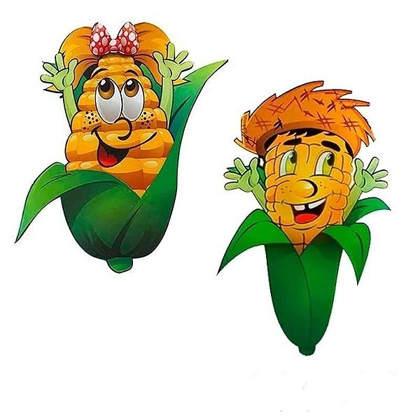 Casal de Milho Divertido Painel Grande Cartonado para Festa Junina Decoração - 71cm x 44cm