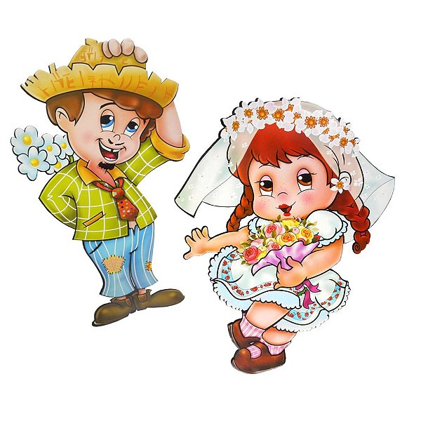 Kit Painel Noivo E Noiva Caipira Festa Junina 70x53cm - 2 Unidades
