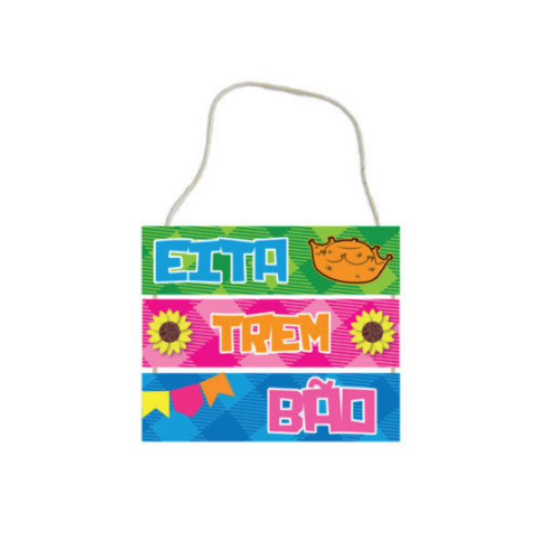 Placa MDF 3 Partes Eita Trem Bão - 24,5x21,5 - 1 unidade