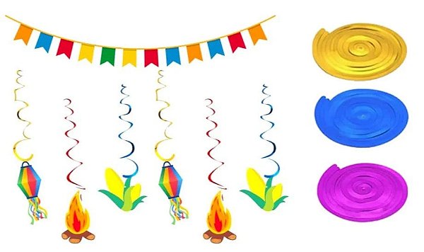 Enfeite Espiral de Pendurar 90cm - 6 Unidades