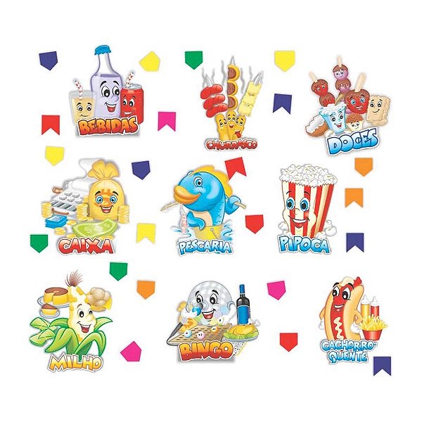 Kit Placas Decorativas Junino 34x25cm - 34 Itens