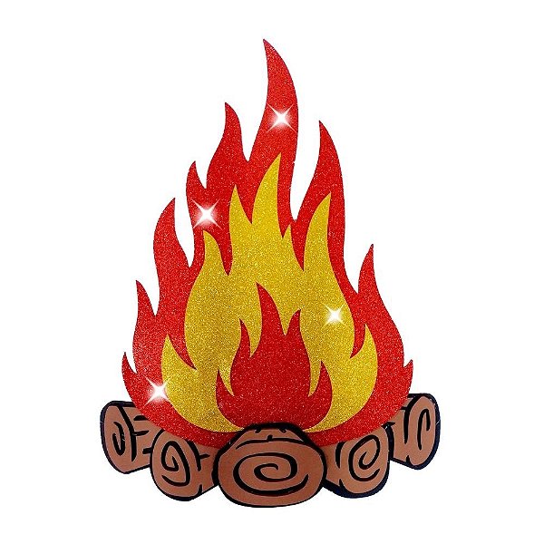 Enfeite Painel Fogueira Festa Junina São João EVA c/ Glitter - 30cm x 26cm