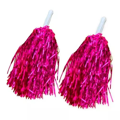 Pom Pom Metalizado Rosa - 1 Par