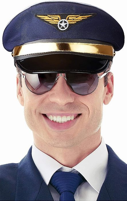 Quepe Chapeu Aviador Adulto Aeronautica - 22cm x 16 cm