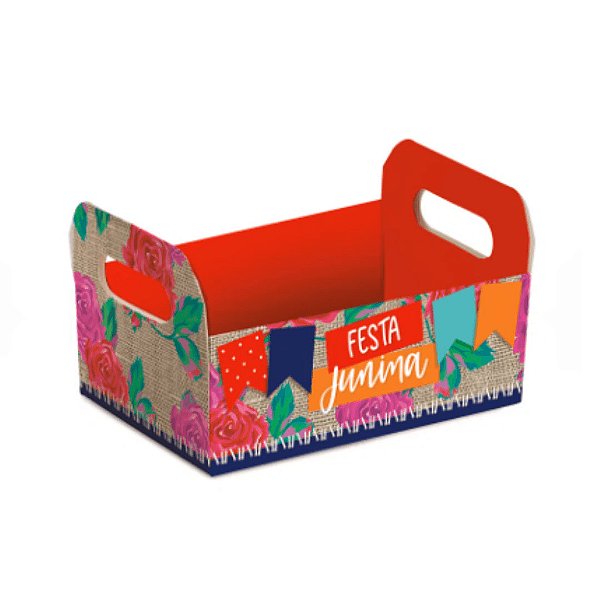 Mini Caixote De Papel Cartão Arraiá Festa Junina 13x9x6cmcm - 1 Unidade