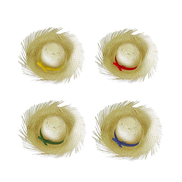 Chapéu de Palha Infantil Italianinho para Festa Junina Arraiá - Cores Sortidas - 1 Unidade