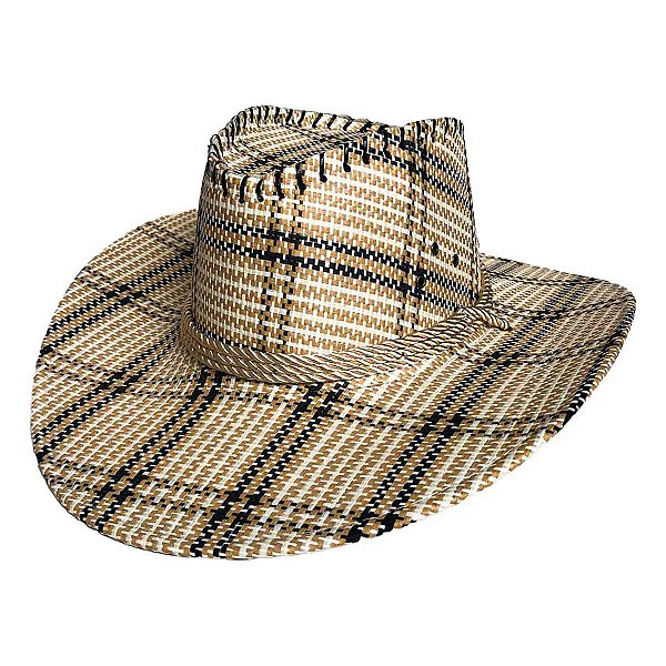 Chapéu de Cowboy Adulto Bege e Marrom com Aba