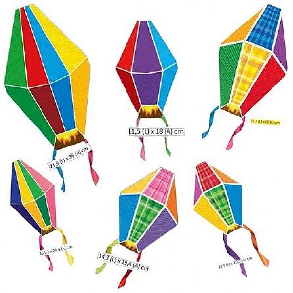 Kit Painel Balões com Fitas Festa Junina - 6 Unidades