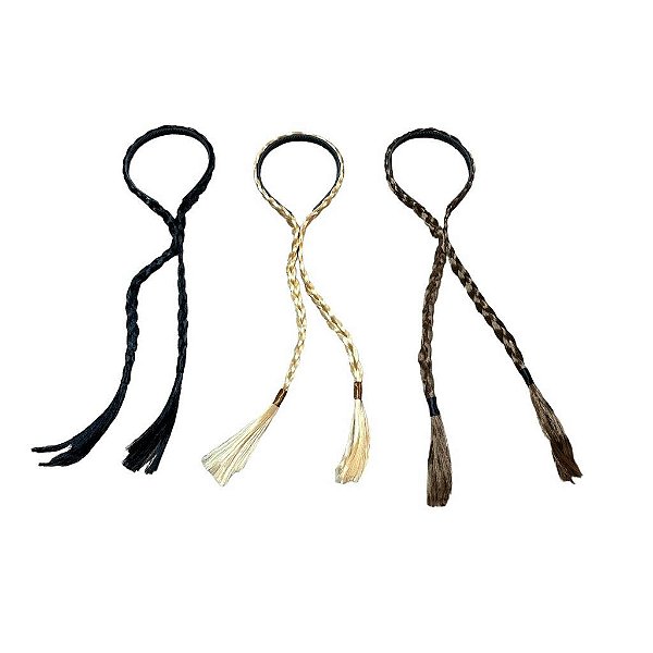 Tiara Arquinho Com Longas Tranças Cores sortidas / Cabelo Sintético - 1 Unidade