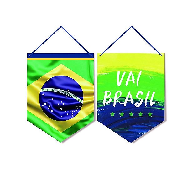 Placas Para Porta Vai Brasil 30X40Cm - 2 Unidades