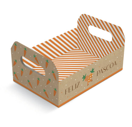 Caixote de Papel Cartão Páscoa - 9x13x6,5cm - 1 Unidade