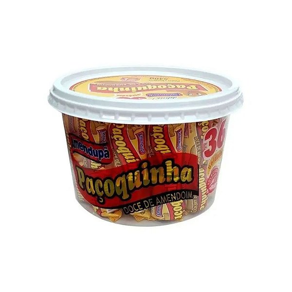 Paçoca Retangular Embalada Amendupã - Pote c/36 Unidades - 540g