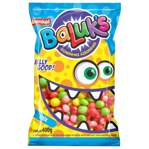 Bala de Goma Azedinha Baluks Mix 400g Amendupã