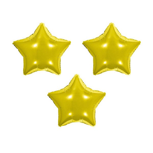Balão de Festa Metalizado 5,5' Polegadas (14cm) - Estrela Dourado - 3 unidades