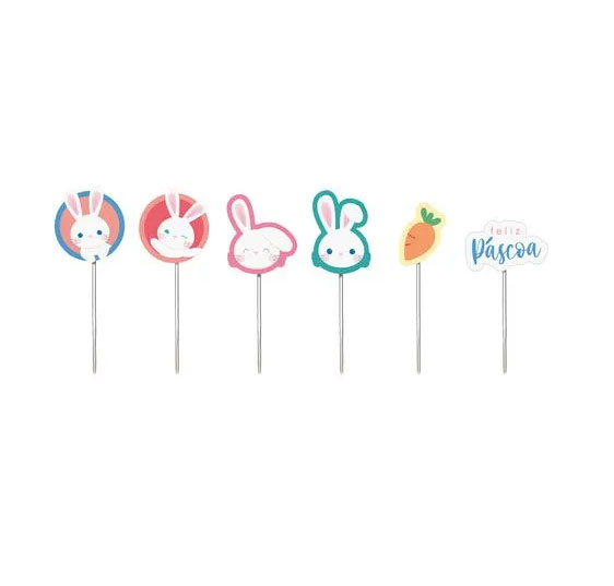 Pick Decorativo Os Coelhinhos 12cm - 12 Unidades
