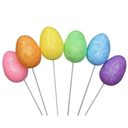 Enfeite Decorativo Ovos De Páscoa Com Brilho 18cm - 6 Unidades
