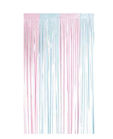 Cortina Decorativa Metalizada Azul/Rosa Revelação - 1x2 Metros