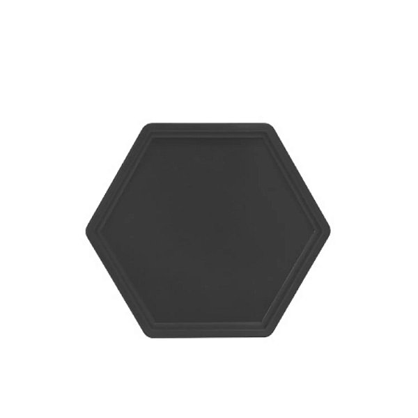 Bandeja Sextavada - Cor Preto - 18x18cm