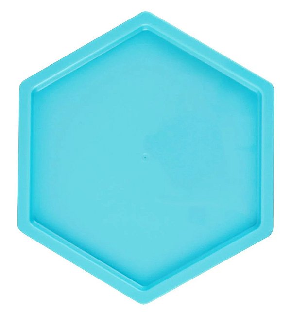 Bandeja Sextavada - Cor Azul Claro - 18x18cm