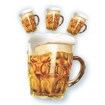 Kit Caneca de Chopp - 4 Peças (1 Grande 56x48cm e 3 Peq. 20x15cm)