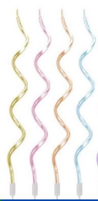 Vela Aniversário Palito Espiral Metalizada 13cm - Colorida - 4 Unidades