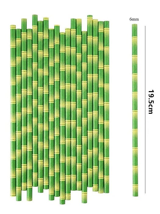 Canudo de Papel Bambu 19cm - 20 Unidades