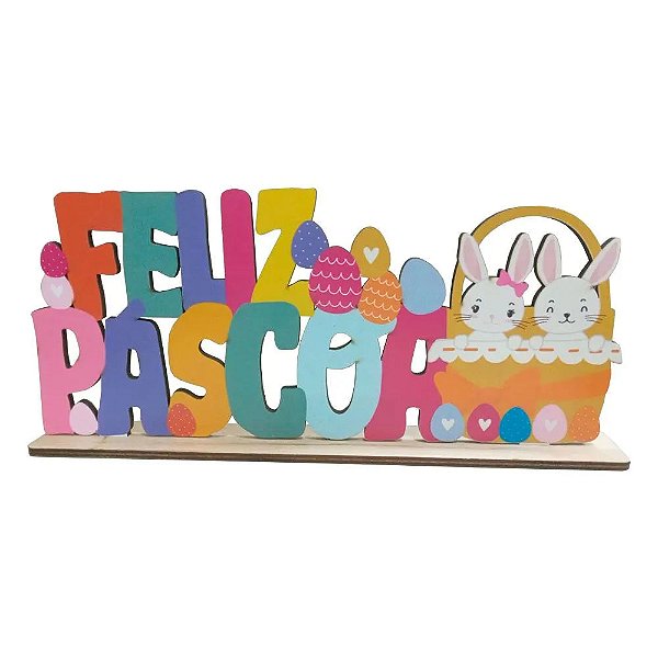 Placa Coelho Páscoa MDF 30cm