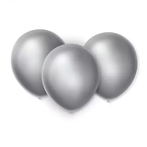 Balão Bexiga Prata Cintilante - Tamanho 7 Polegadas (18cm) - 50 Unidades