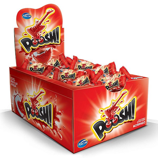 Chiclete Poosh Display 200g - Morango - 40 Unidades - Arcor