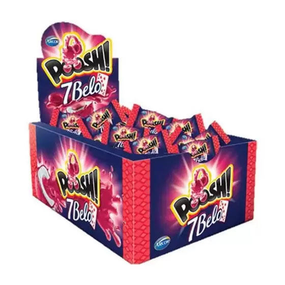 Chiclete Poosh 7Belo Display 200g - Framboesa - 40 Unidades