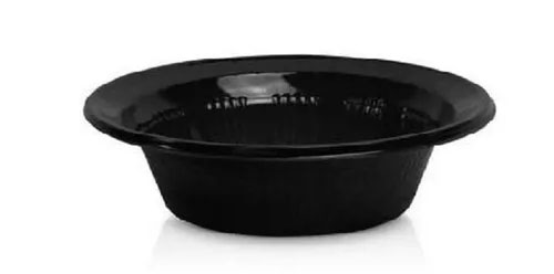Prato Fundo Plástico Biodegradável Cumbuca Preto 15cm - 10 unidades