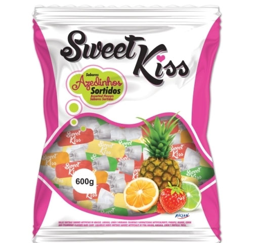 Bala Dura Sweet Kiss Azedinha Sortida 600g - Aprox. 150 Balas