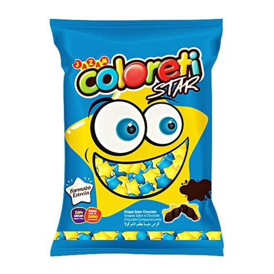 Confeito Coloreti Sabor Chocolate em Formato Estrela - 500g