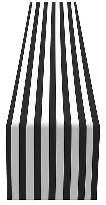 Toalha Plástica de Mesa Principal Listrada Preto e Branco - 1,80X1,18 Metros