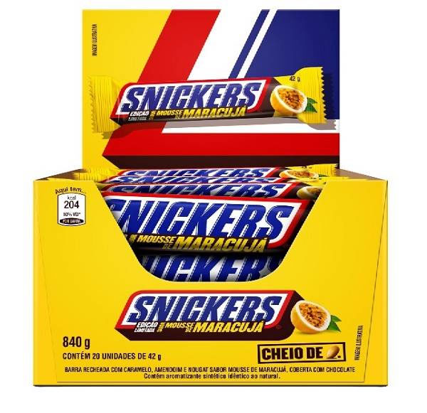 Snickers Chocolate Snickers Maracujá - Caixa com 20 Unidades de 42g cada - 840g
