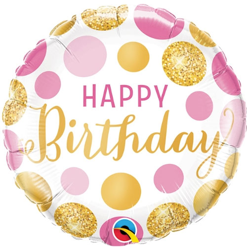 Balão Metalizado Happy Birthday- 46cm - Flutua Com Gás Hélio