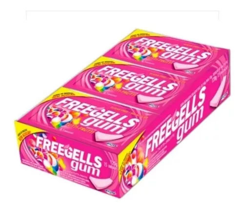 Chiclete Freegells Gum Tutti-Frutti - Display com 15 Unidades