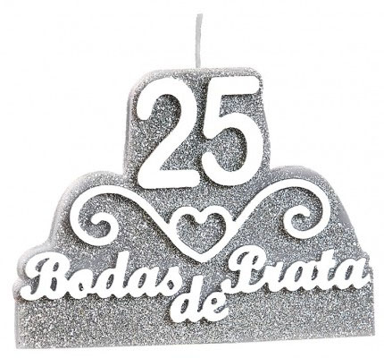 Vela 25 Anos Bodas de Prata - 15x10cm