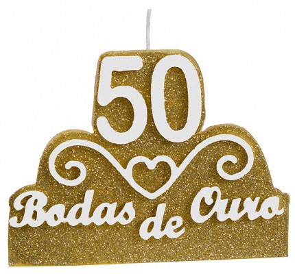 Vela 50 Anos Bodas de Ouro - 15x10cm