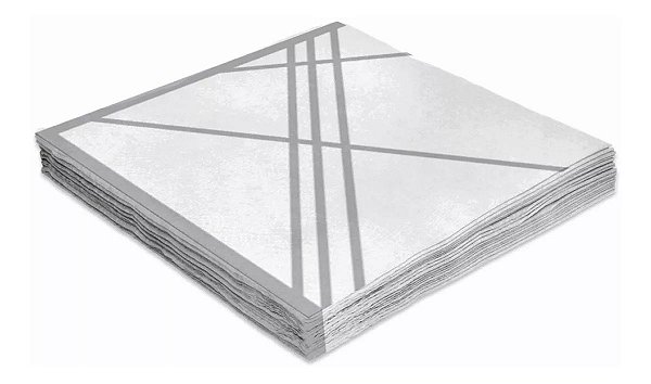 Guardanapo Geometrico Riscos Prata Papel Folha Dupla 33x33cm - 20 unidades