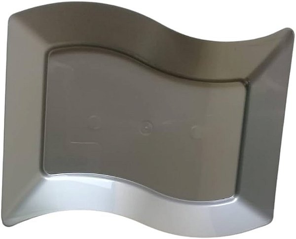 Bandejas Retangulares de Acrílico Prata 19x15cm - 5 Unidades