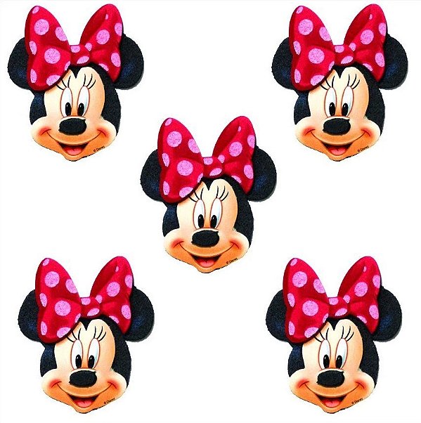 Mini Carinhas em EVA da Minnie para Decoração 6x5cm - 5 Unidades - Piffer