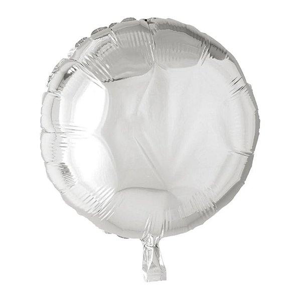 Balão Metalizado Redondo Prata - 61cm - Flutua Com Gás Hélio