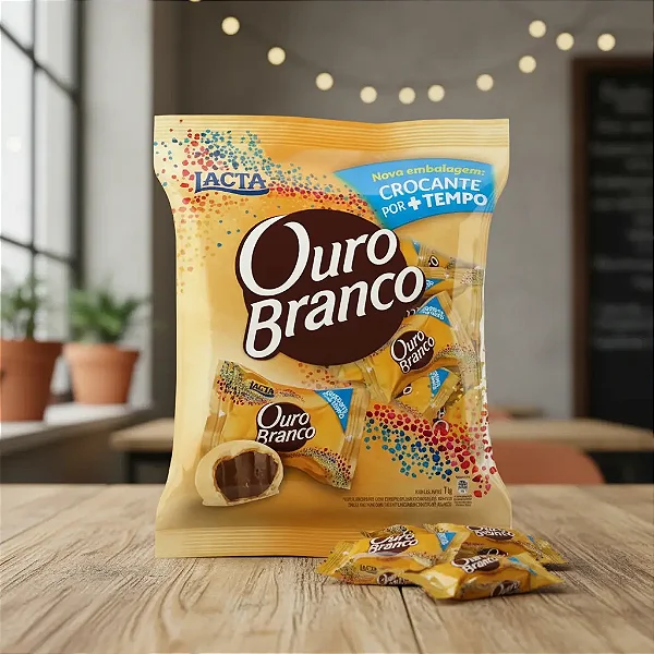Bombom Chocolate Ouro Branco - Pacote 1kg - 50 Bombons